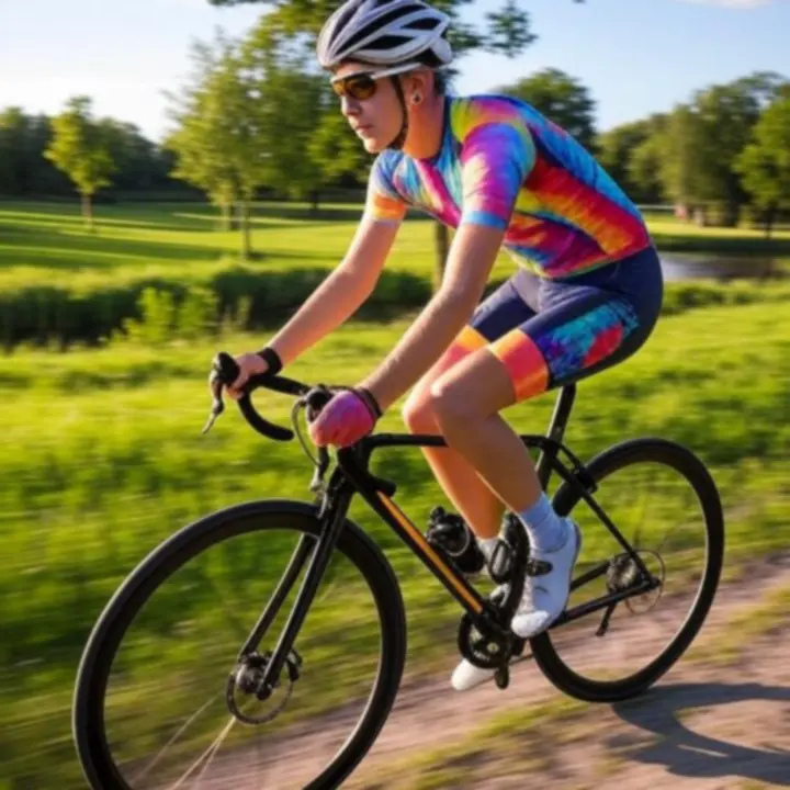 Fiets in actie in een buitenomgeving, rijdend door een groen landschap