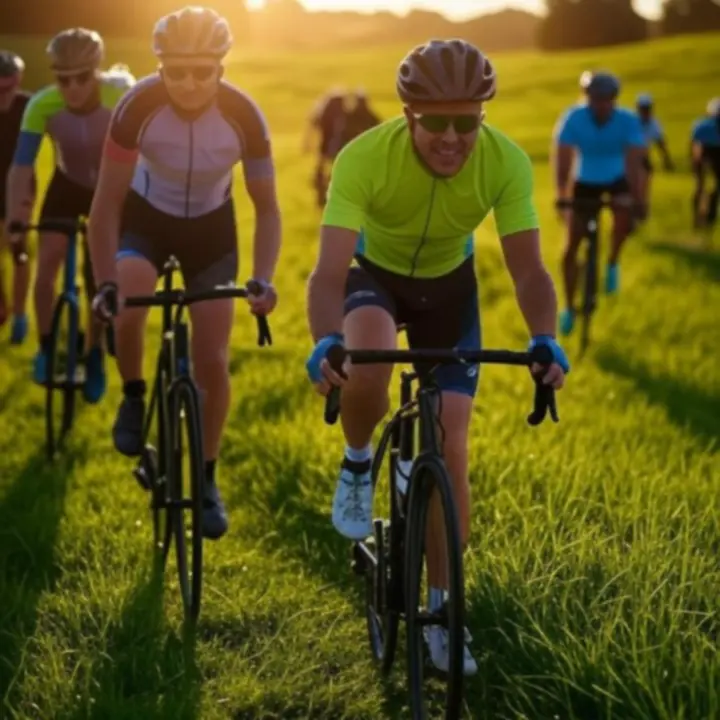 Fietsers in actie op een schilderachtige Nederlandse weg door het landschap.