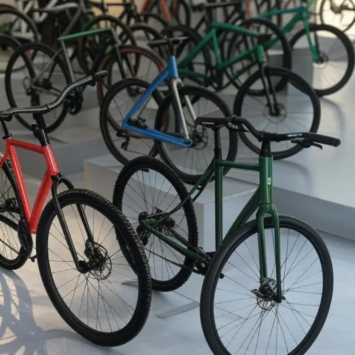 Display met de nieuwste sportieve fietsen in de winkel van BikeMorra