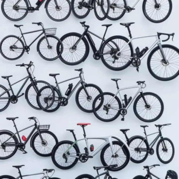 Overzicht van populaire fietsen in een moderne grid lay-out in de showroom.